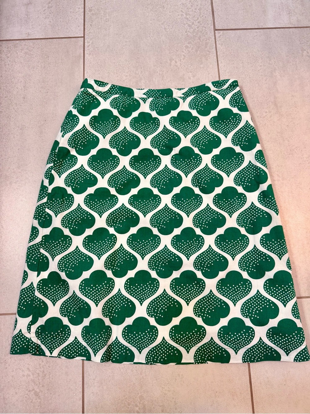 Boden 100% Cotton Green Geometric Patterned A-Line Women's Skirt Sz 4